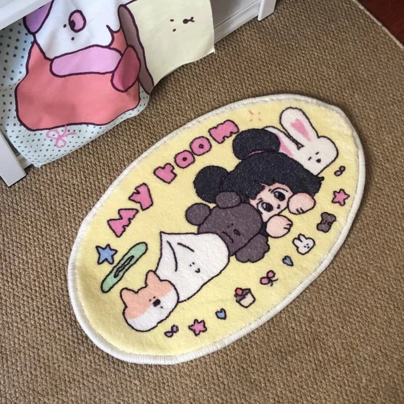 VIKAMA Tappeto in peluche con ragazza anime carina, morbido, assorbente, antiscivolo, per bagno, tappeto per camera dei bambini, decorazione per la casa