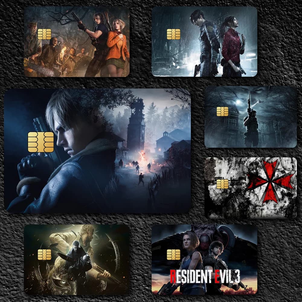 EVILS R-RESIDENT GAME Decorativo Piccolo chip impermeabile 4 pezzi Adesivo per carte Nuovo antigraffio