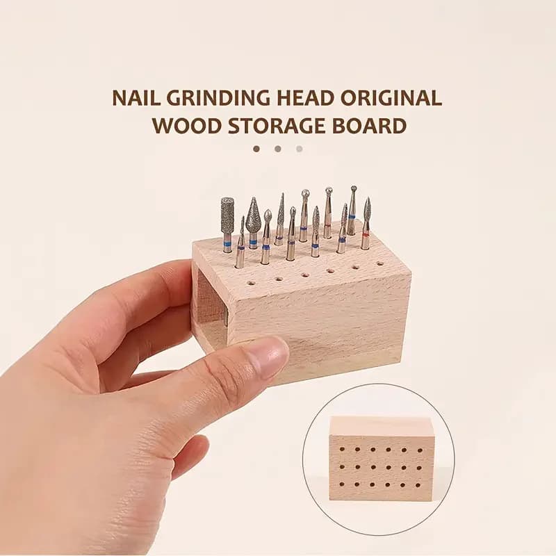 Nail Tool Holders Organizer Storage Box for Nail Head with 18 holes forearms for polishing head for wood manicure