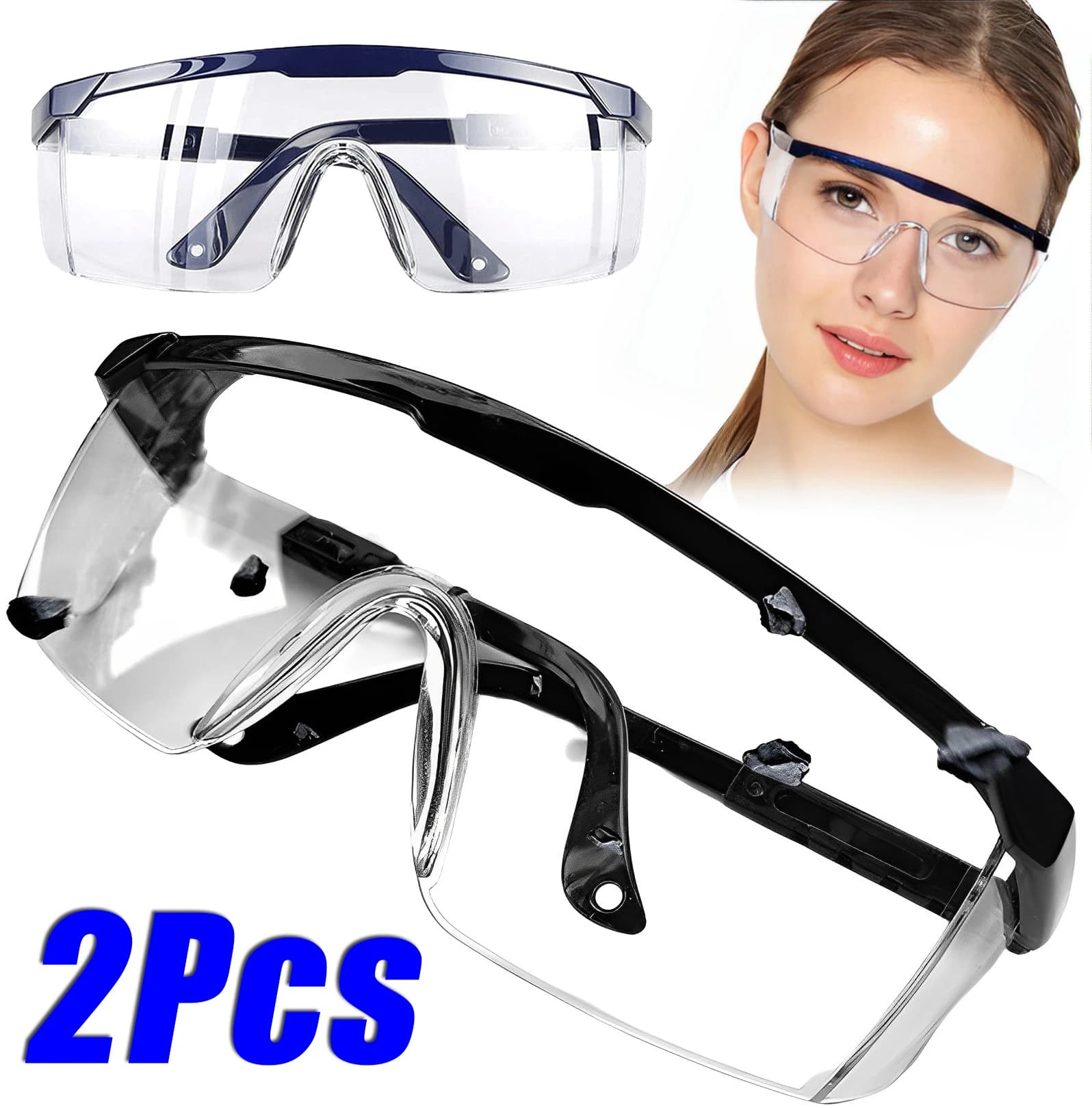 2 pcs work safety glasses anti-sprust lab glasses for eye protection industrial anti-dust protective glasses for wind cycling glasses