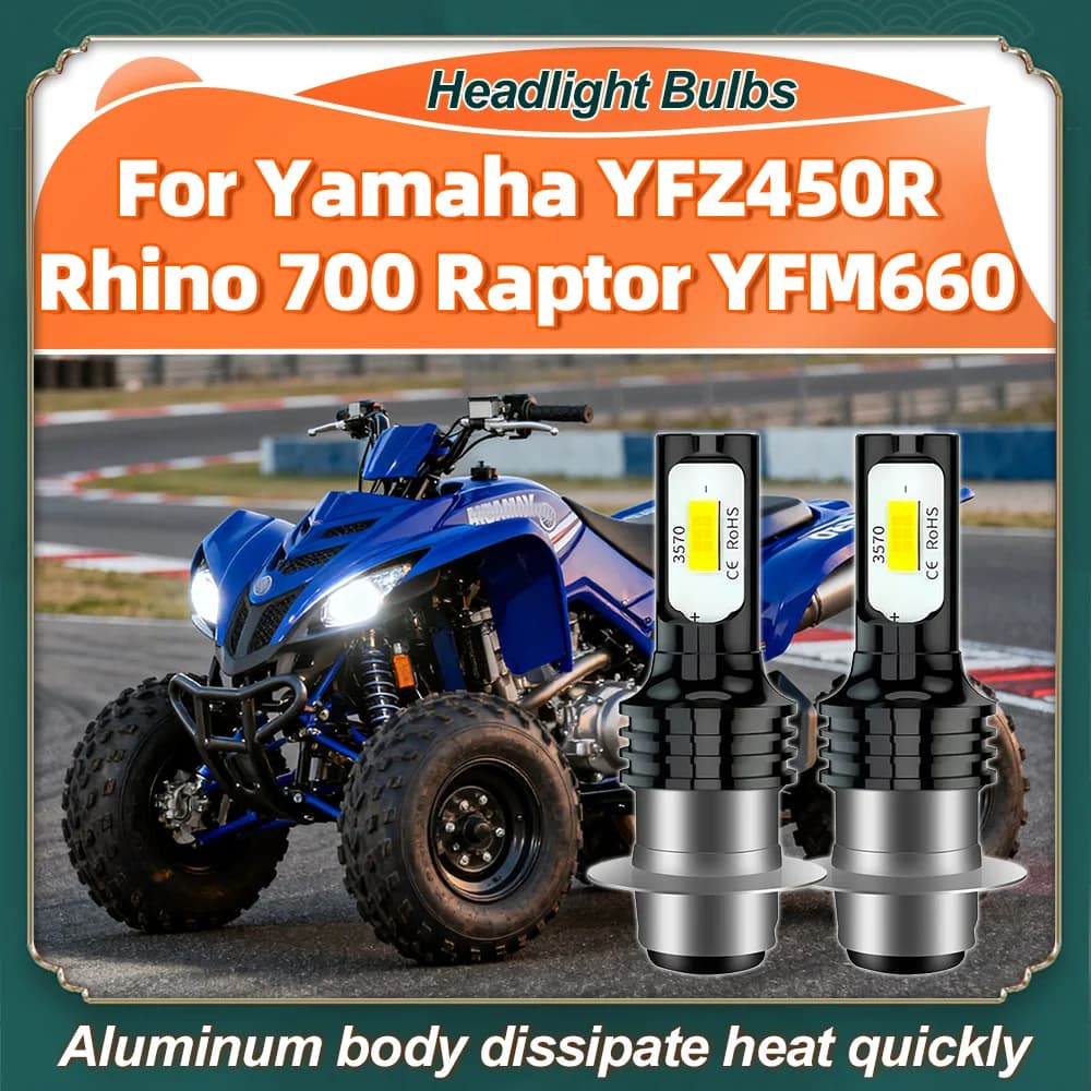 Per Yamaha YFZ450R Rhino 700 Raptor YFM660 Faro LED H6 6000K Bianco 45W 17000LM Dimensioni 1:1 Lampadine LED