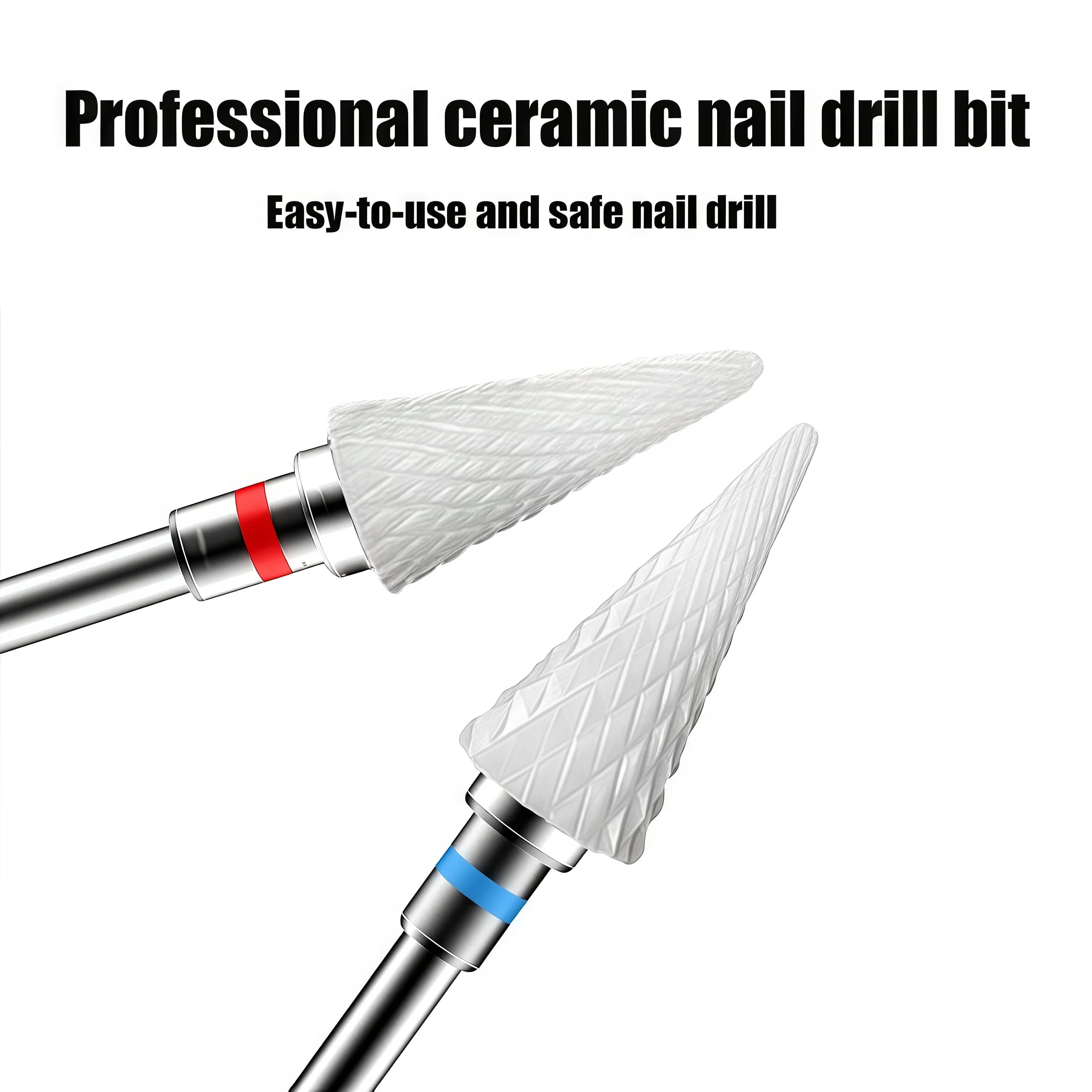 2 Pezzi Punte Professionali in Ceramica per Trapano per Unghie, Attacco da 3/32 Pollici, per Lucidatura e Rimozione Gel, Robuste e Resistenti all'Usura, per Manicure Domestica