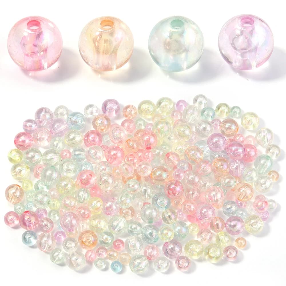 100Pcs/Lot 6 8 10mm Colore placcato trasparente rotondo perline di acrilico per gioielli che fanno sciolto Spacer perline braccialetto collana fai da te