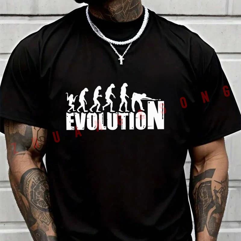 T-shirt da uomo alla moda con motivo biliardo e tavolo da biliardo, casual e di tendenza, per l'estate, comoda, a maniche corte