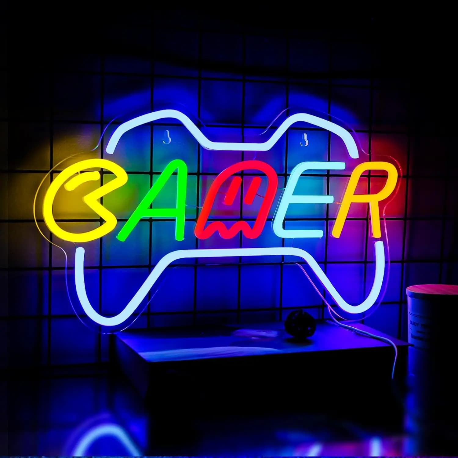 Insegna al neon per giocatori Controller di gioco Insegna al neon LED dimmerabile per sala giochi per ragazzi adolescenti Decorazioni da parete per bar Internet per regali per adolescenti