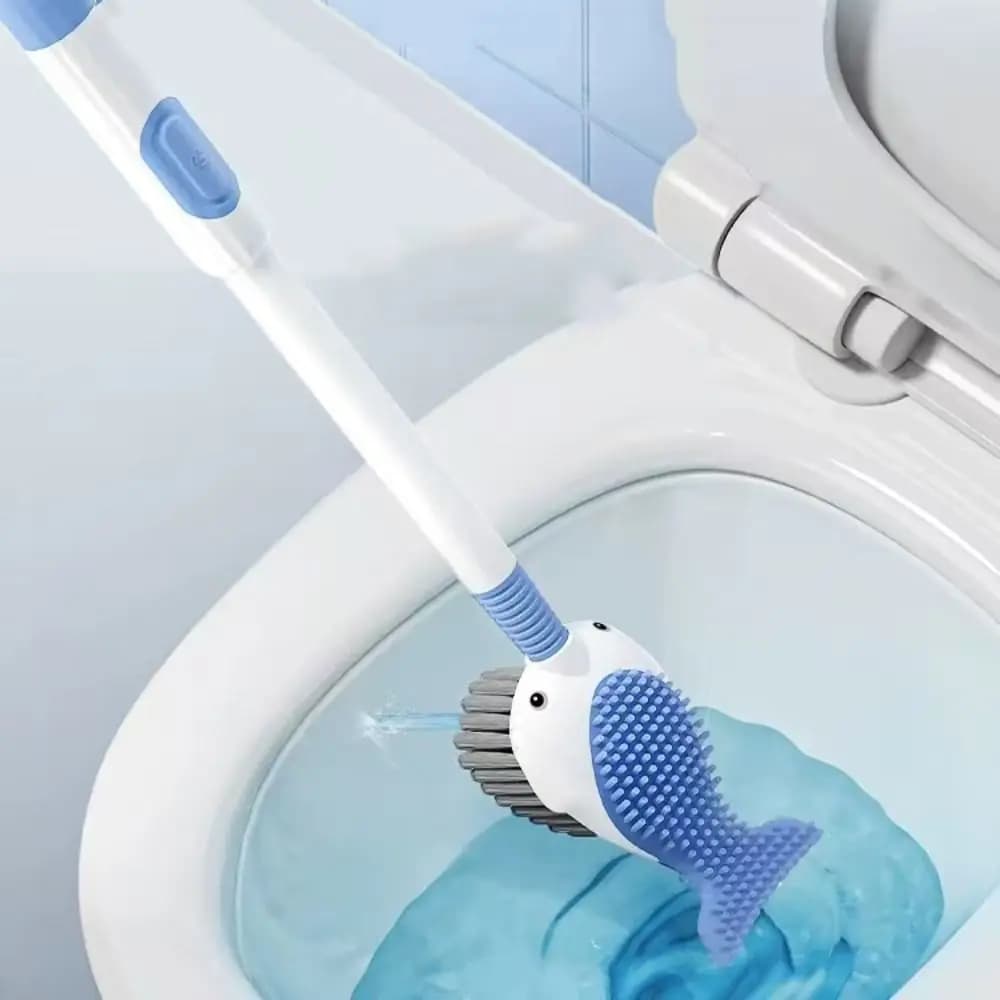 Set di Spazzole per WC in Silicone, Antiscivolo con Foro per Appendere, Pulitore per Toilette Carino da Parete con Supporto per Casa