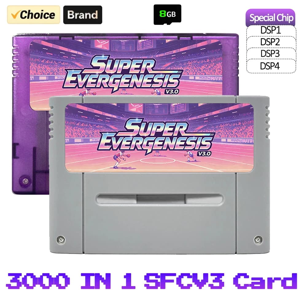 SFC REV.3.1 3000 IN 1 Game Cartridge With 8G TF Card Support DSP1/2/3/4 Chips Game For 16Bit SNES Super Famicom Video Console