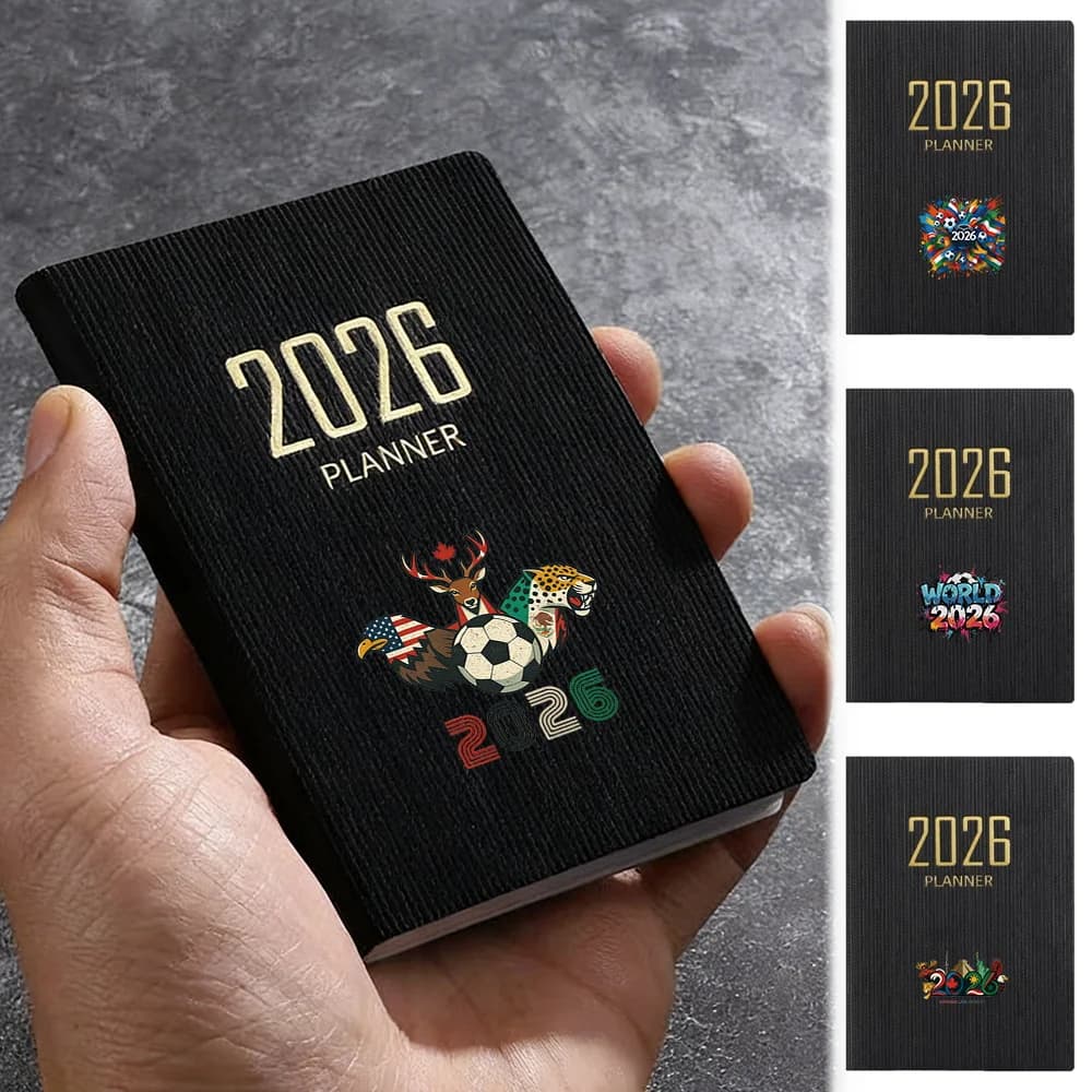 A7 2026 Notebook Monthly Weekly Schedule Planner Portable Pocket Diary Portable Daily Schedule Organizer World 2026 Pattern