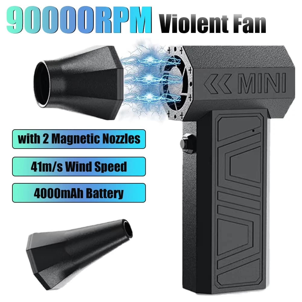 Mini ventilatore 90000 giri/min ventilatore d'aria elettrico spolverino da campeggio esterno 41 m/s potente spolverino portatile strumenti per la pulizia dell'auto