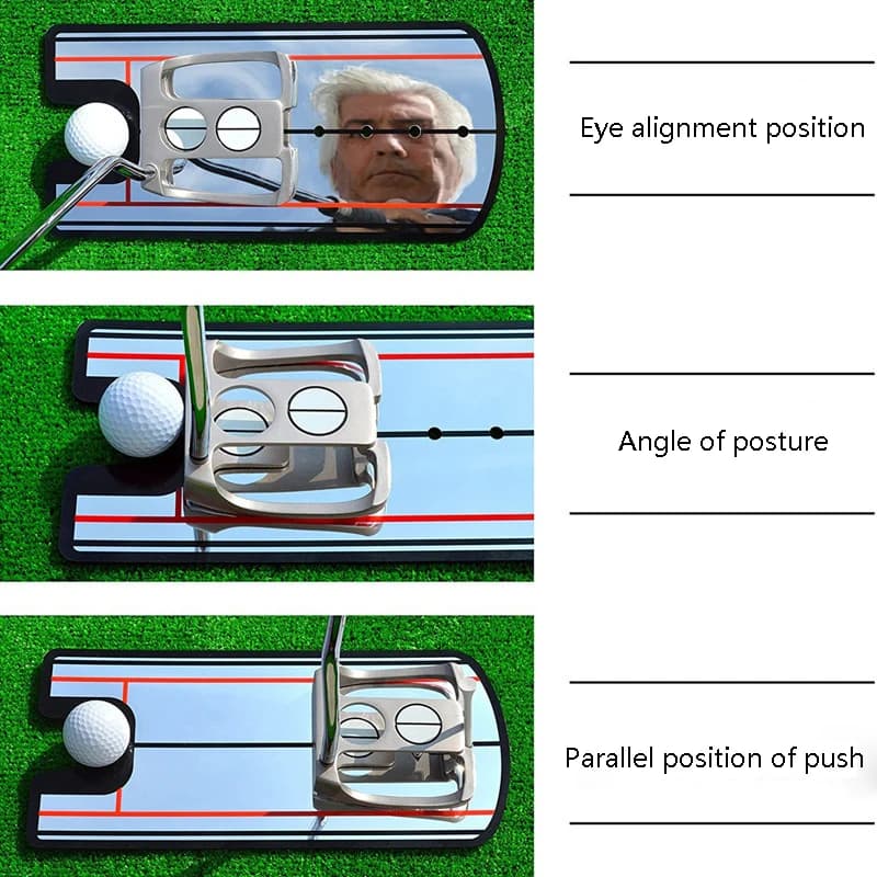 Pratica della linea dell'occhio da golf Ausili per l'allenamento dell'oscillazione del golf Specchio per l'allineamento del putter per la pratica del golf Allenatore dell'oscillazione del golf