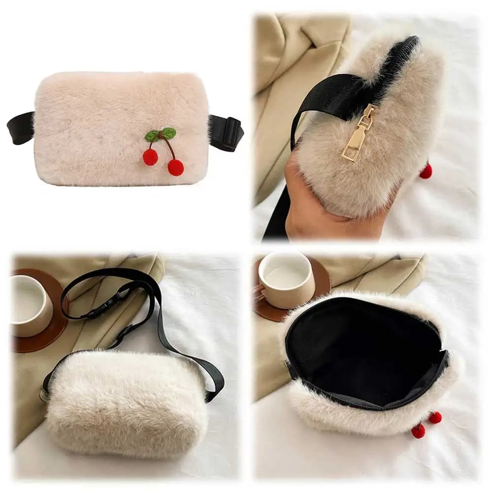 Crossbody Sling Bag for Women with Adjustable Strap Everywhere Belt Bag Fluffy Waist Bag Bum Bag for Workout Running Travelling