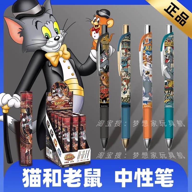Set di 12 Penne Gel Tom e Jerry, Scatola Sorpresa, Penne per Firma, Cancelleria per Studenti, Scrittura Fluida, Vendita all'Ingrosso