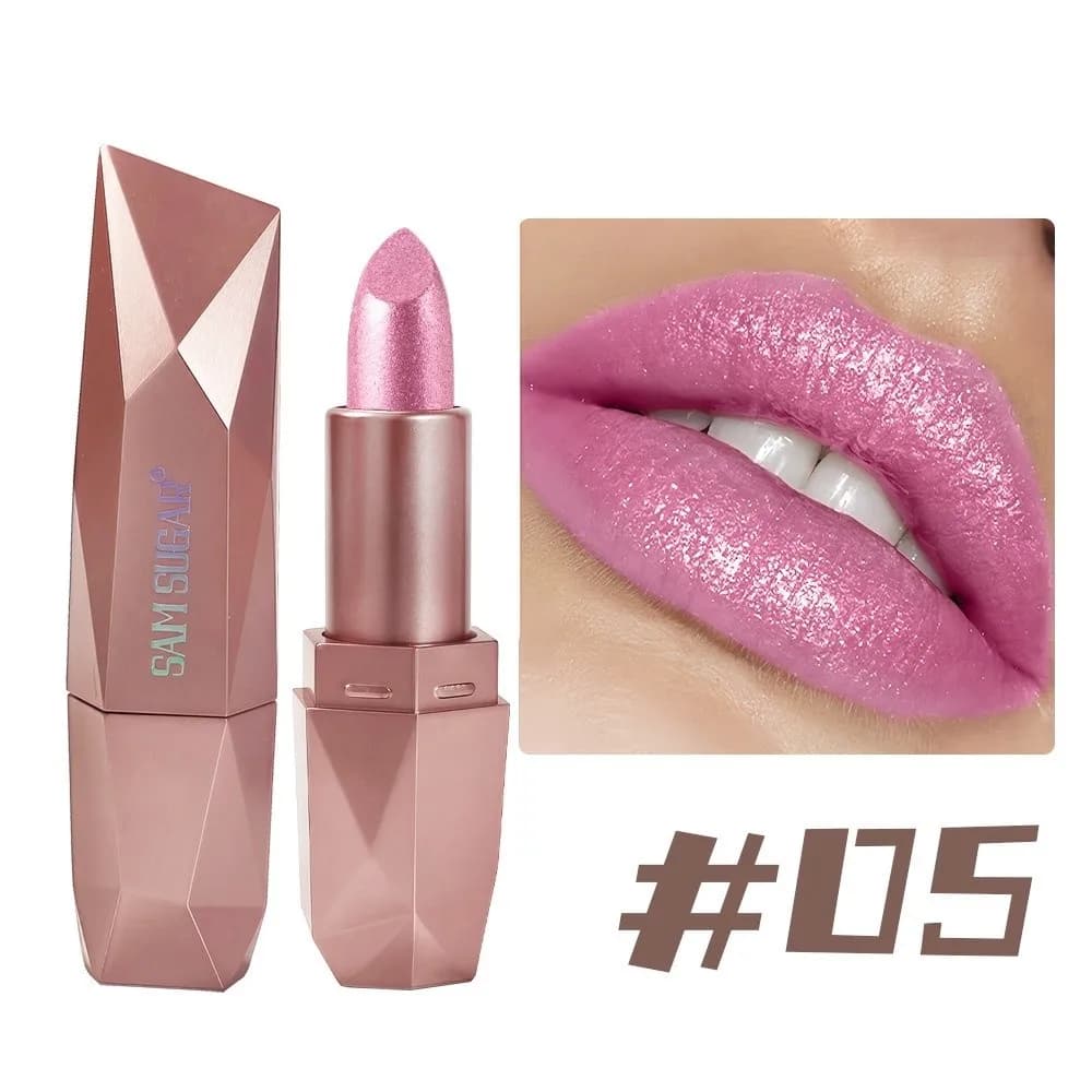 Waterproof Diamond Lipstick Pearl Lustre Moisturizing Shimmer Lipstick Smudgeproof Long Lasting Pearl Lipstick Women Beauty