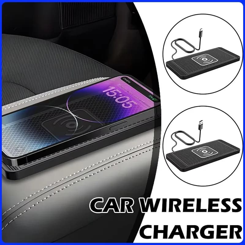 C Type Car Wireless Charger Non-slip Rubber Quick Charging Mat with 15 W Intelligent Auto Detection for Huawei Apple