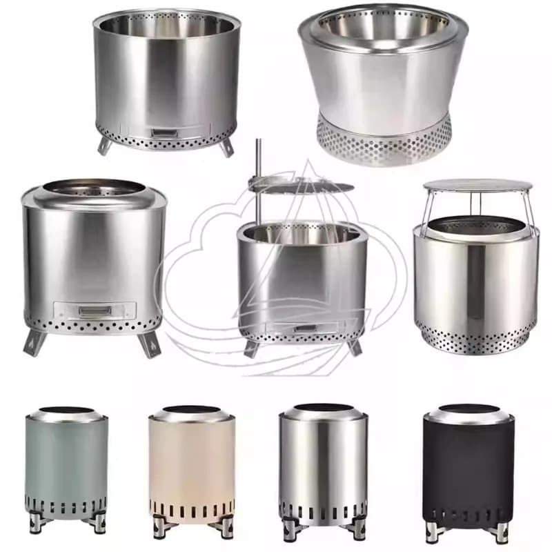 Large Smokeless Wood Stove for Exterior, Stainless Steel for Camping and Garden