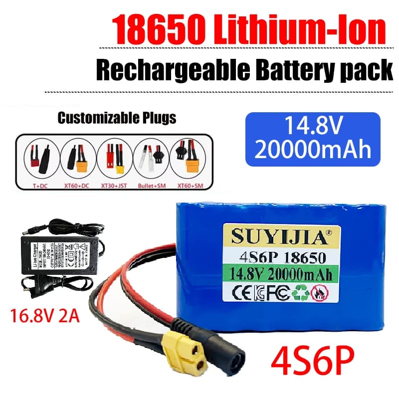 14.8V 4S6P 18650 20000mAh lithium battery for electric bicycle electric wheelchair with BMS 16.8V 2A charger and CE certified