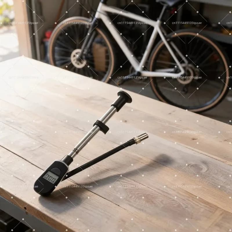 300PSI Portable Mountain Bike Shock Fork Pump, LCD Digital High Pressure Gas Inflator Bicycle Accessory