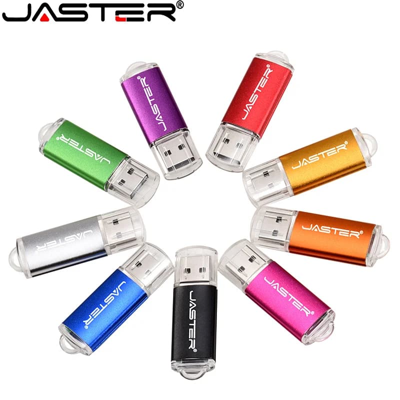 JASTER Chiavetta USB 2.0 ad alta velocità Mini chiavetta USB in plastica 128M 4GB 16GB 32GB 64GB 128GB Con portachiavi Memory stick Pen Drive