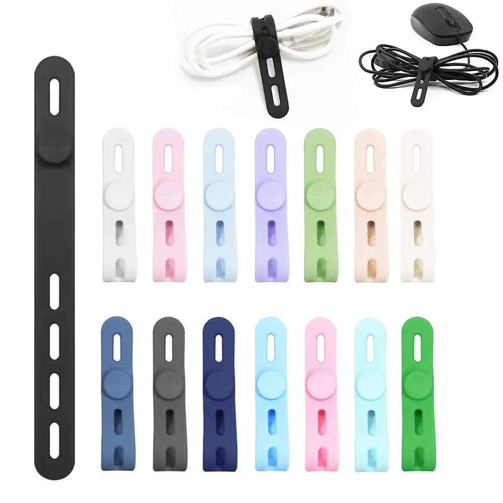 1/3/10pcs Reusable Silicone Cable Ties Adjustable Stackable Lock Cord Organizer Wire Bundling Straps