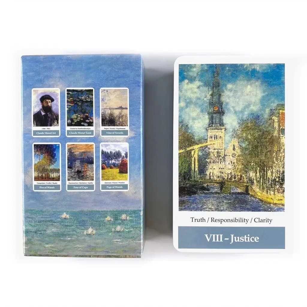 Mazzo di Carte Tarocchi Impressionisti di Claude Monet 10,3*6cm, Gioco da Tavolo per Feste e Tempo Libero, Carte Oracolo per Divinazione