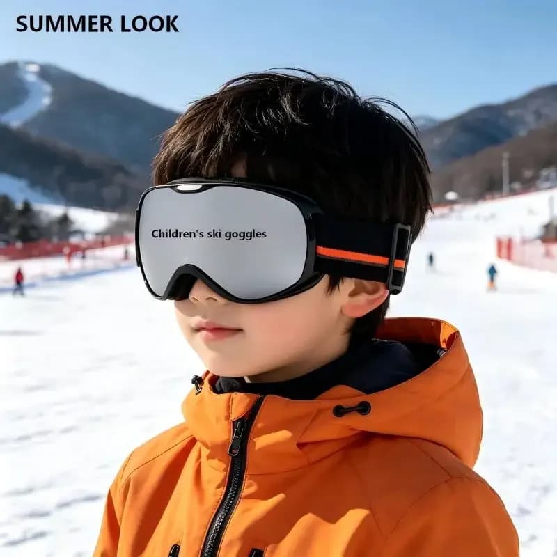 Children's Colorful Ski Goggles Anti-Fog Windproof Snow & Sand Proof Outdoor Snowboard Mountaineering Glasses