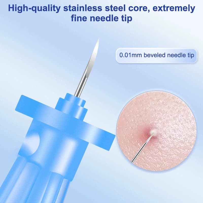 Nuovo Set di 50 Aghi Monouso per Punti Neri e Brufoli, Aghi Sterili Professionali Trasparenti da 0,2/0,3/0,5 mm