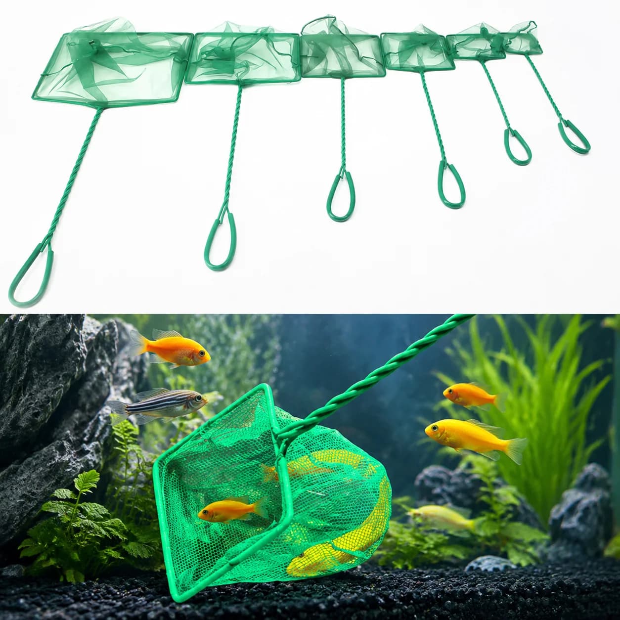 Portable Aquarium Fish Net with Long Handle, Fish Tank Cleaning Net, Fish Transfer Landing Net for Aquarium Maintenance