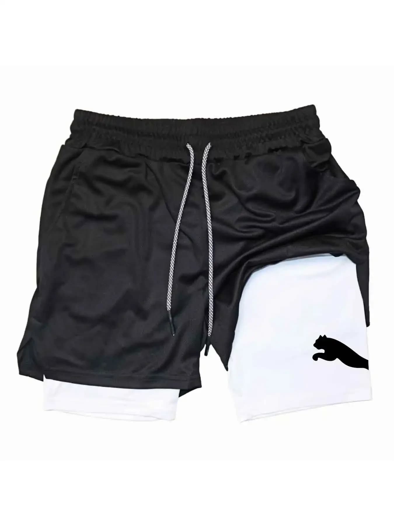 Printed Sports Shorts 2-in-1 Gym Running Shorts Slow Running Casual Sportswear Fitness Double Layer Shorts 2026 Summer