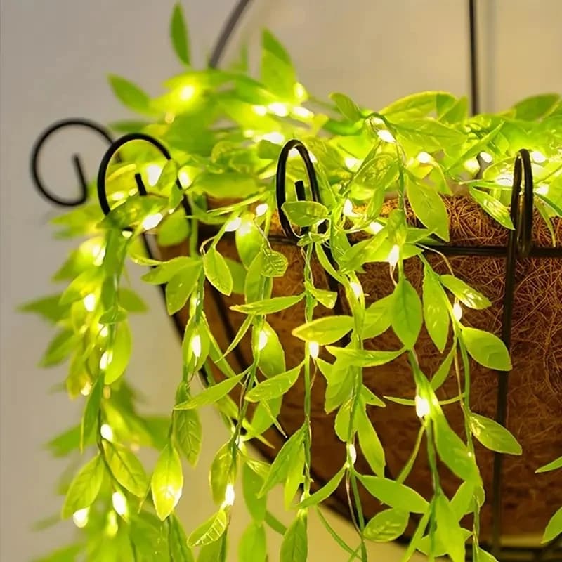 Stringa di ghirlanda di foglie verdi a LED 20/50/100 Ghirlanda di foglie verdi a LED con lucine alimentate a batteria adatta per la decorazione natalizia