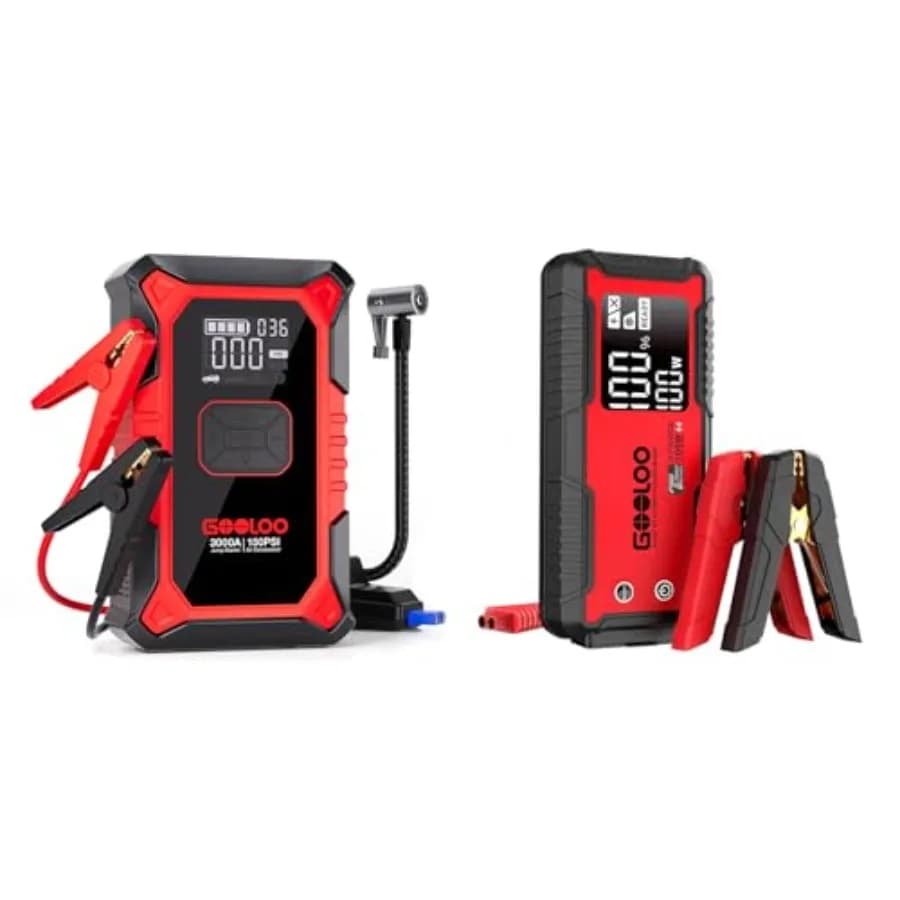 Avviatore di Emergenza per Auto 4000A e Avviatore A3 con Compressore d'Aria, Booster Portatile per Batteria Auto 3000A 9.0 Benzina/6.5L Diesel con 1