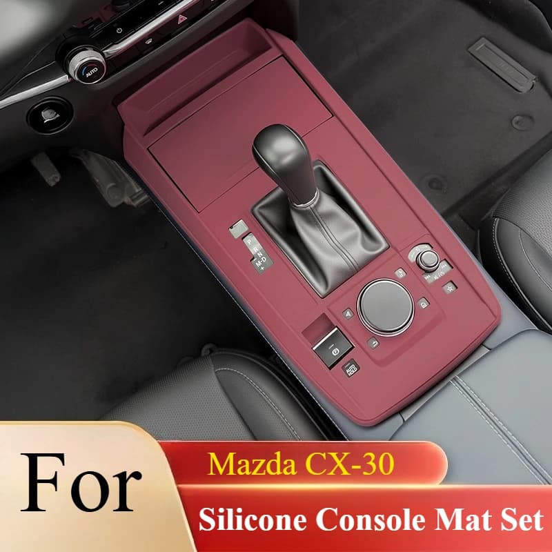For Mazda CX‑30: 2‑PC Silicone Console Mat Set – Wireless Charger Compatible, Drop‑In Fit​