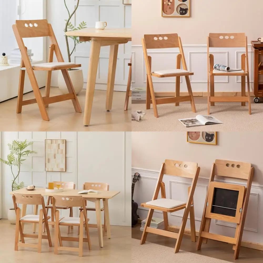 Elegant Wooden Folding Chair with Flax Cushion, Ideal for Weddings and Events