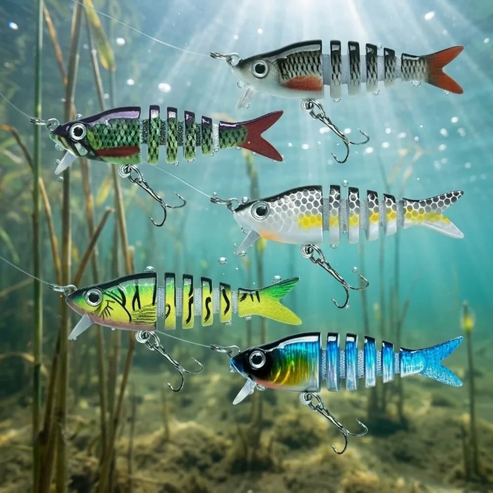 5pcs For Multi Color Crankbait Lures 6 Segment Tongue Plate Design 5.53cm Length 4.5g Weight for Bass Trout Fishing Applications