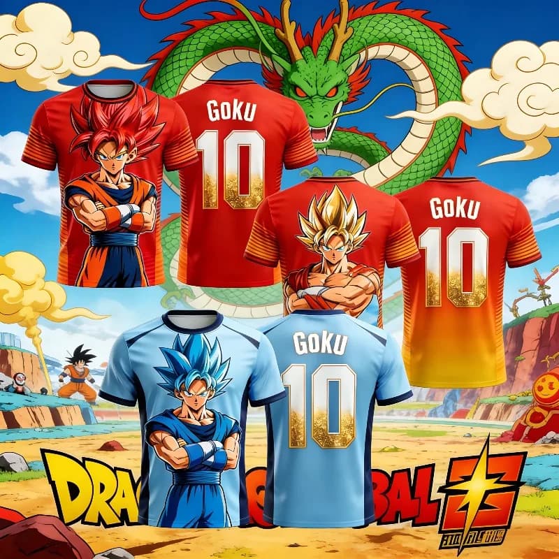 Maglia da Calcio Estiva 2026 Nuova da Uomo con Stampa 3D Dragon Ball Goku - T-Shirt Anime Speciale per Cosplay