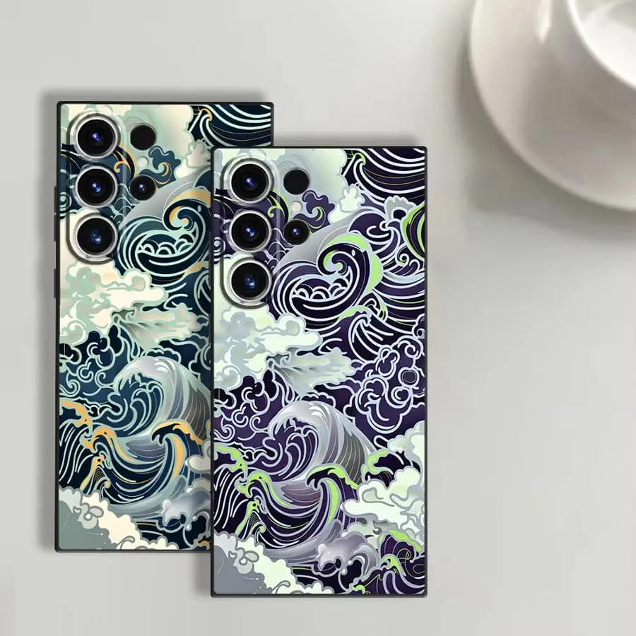 Cover per Telefono Funda per Samsung Galaxy S26 Ultra S24 S25 Plus S10 S9 S23 S21 FE S20 Ultra Note 20 8 9 10 Wave Art