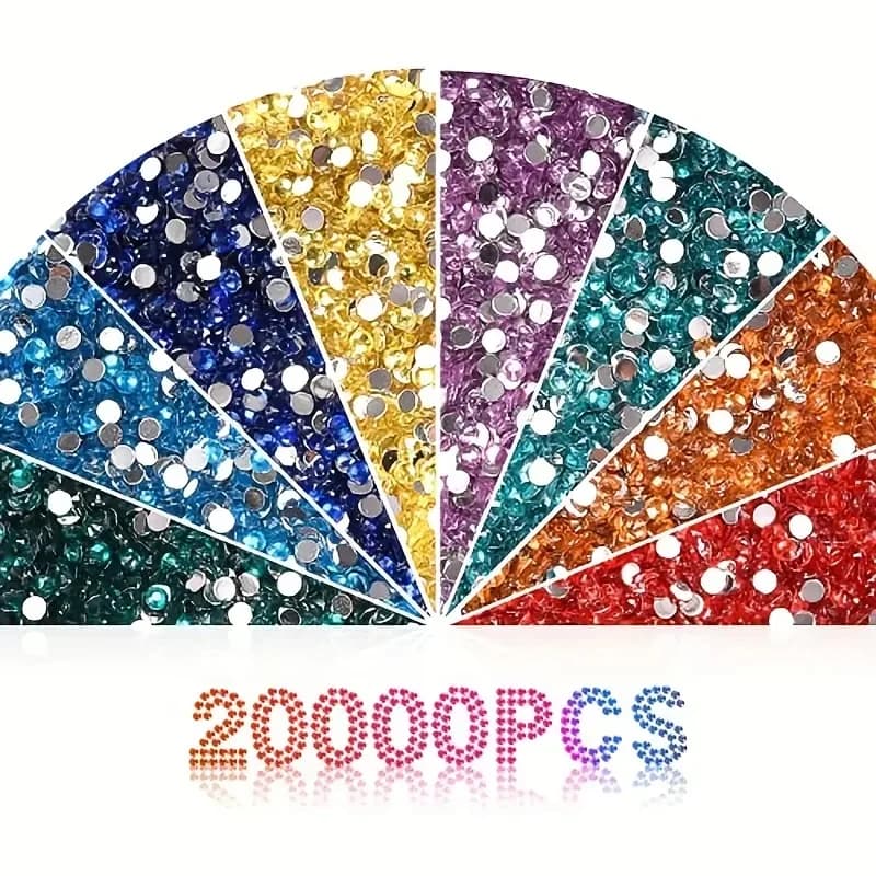 20.000 pezzi per set di perline di cristallo con diamanti, con un totale di 20 perle dipinte con diamanti colorati per ogni 1.000 pezzi