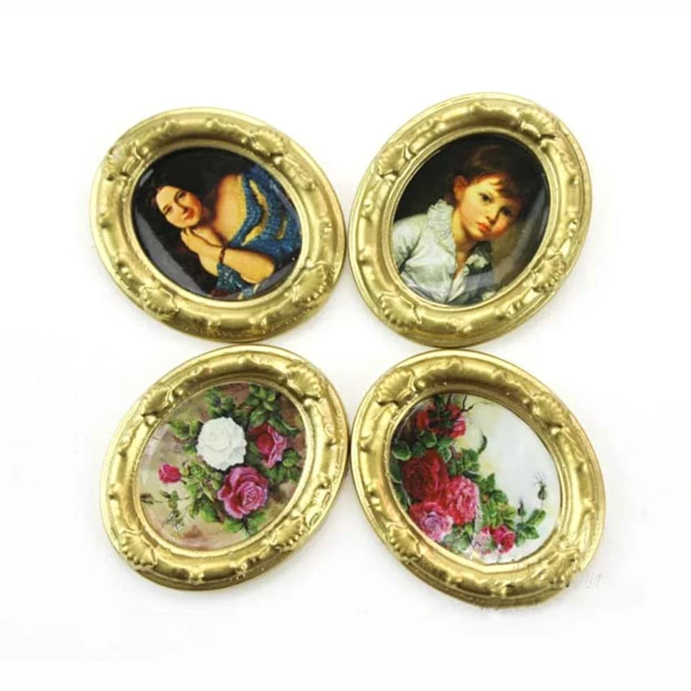 Miniature Doll House Photo Frame 1/12 Mini Wall Mounted Photo Frame Toys Pattern For Doll Home Decoration