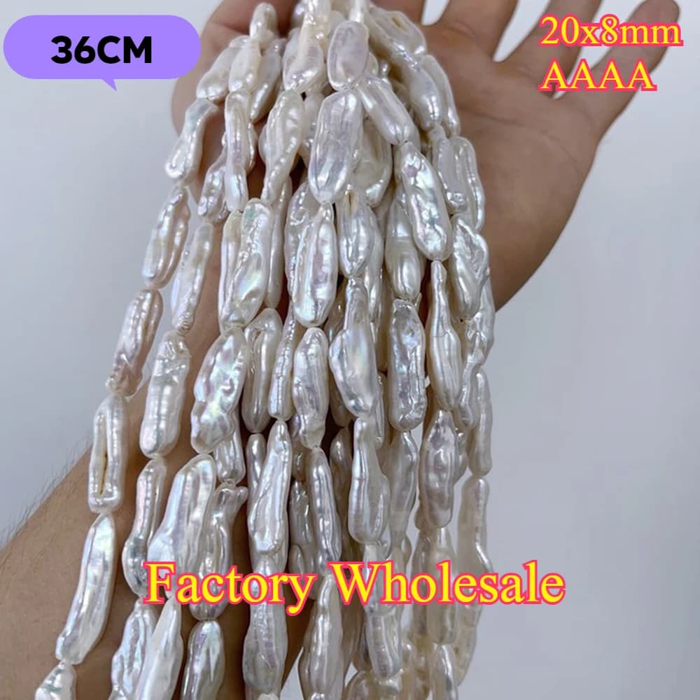 25x8mmAAAA Striscia barocca bianca Perlina irregolare Commercio all'ingrosso Perla d'acqua dolce naturale Gioielli Crea collana fai da te Bracciale Regalo donna