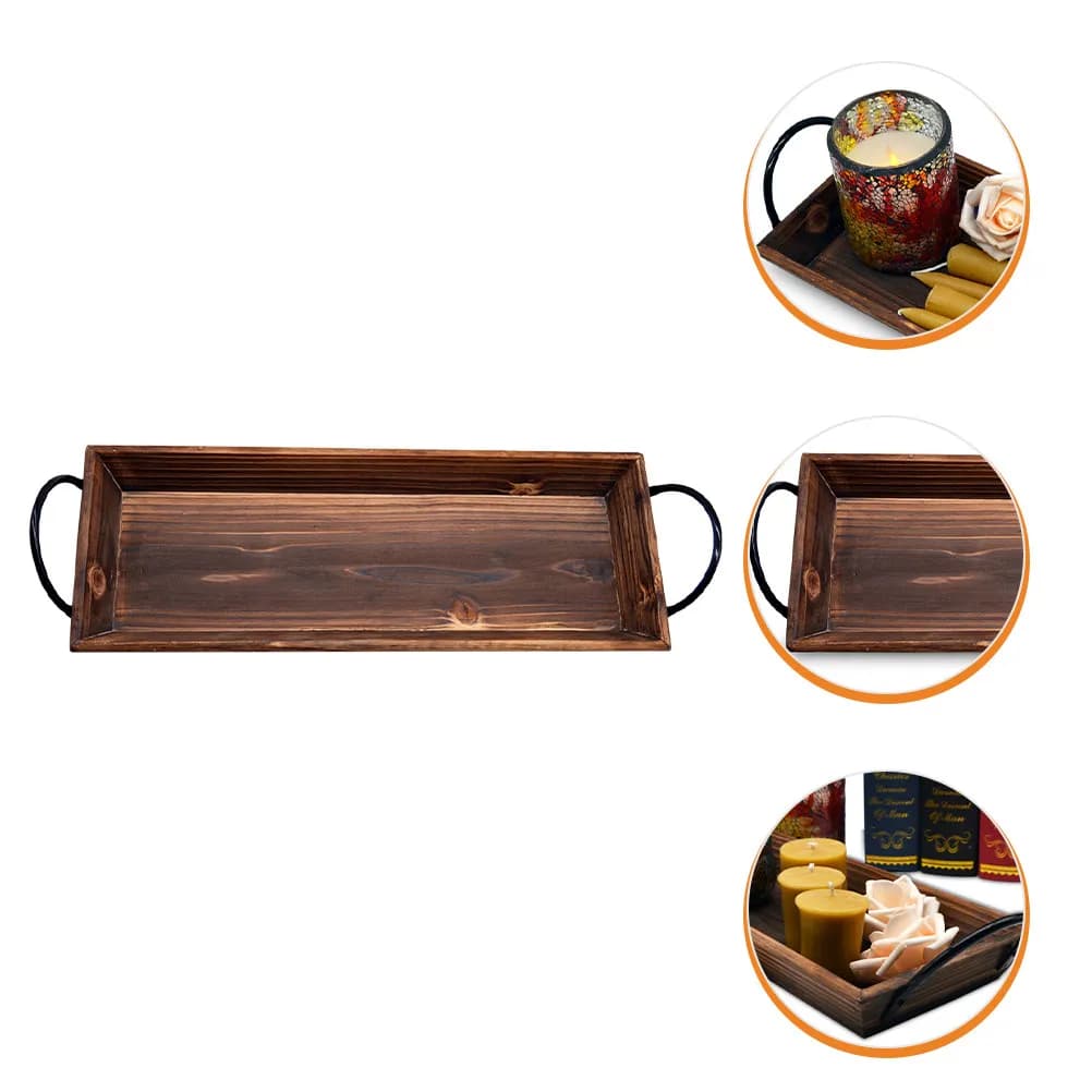 Vassoio in Legno Rettangolare, Portacandele Versatile per Candele a Colonna e Tealight, Decorazione Rustica Moderna per Centrotavola e Casa