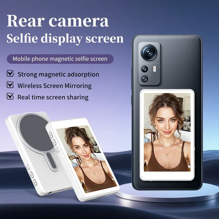Magnetic live streaming camera with monitor screen Vlog back for phone compatible with iPhone and Android
