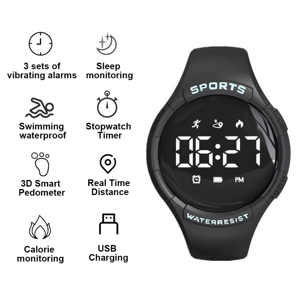 Bracciale intelligente a LED Bracciale fitness multifunzionale Bracciale sportivo per studenti maschi e femmine Smartwatch impermeabile