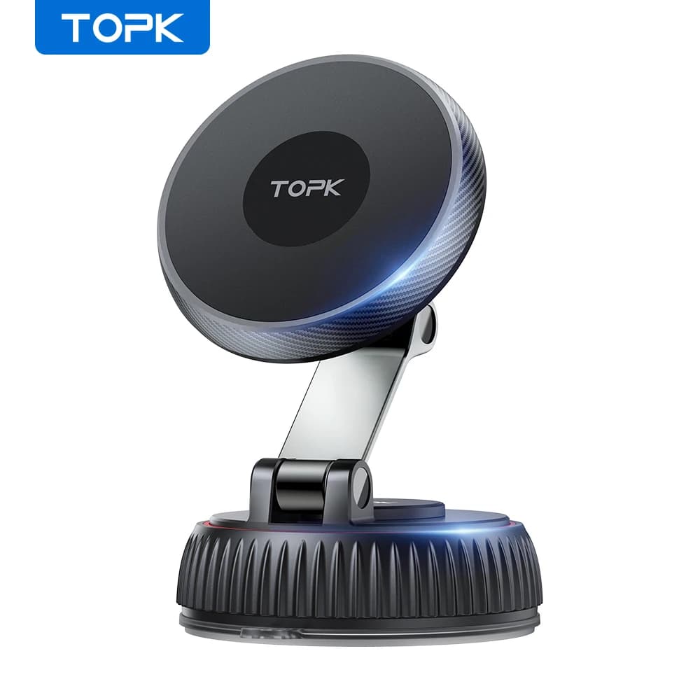 Supporto magnetico per telefono da auto TOPK per supporto Magsafe 360 ° Staffa a ventosa per adsorbimento del vuoto con rotazione per scrivania/bagno/universale