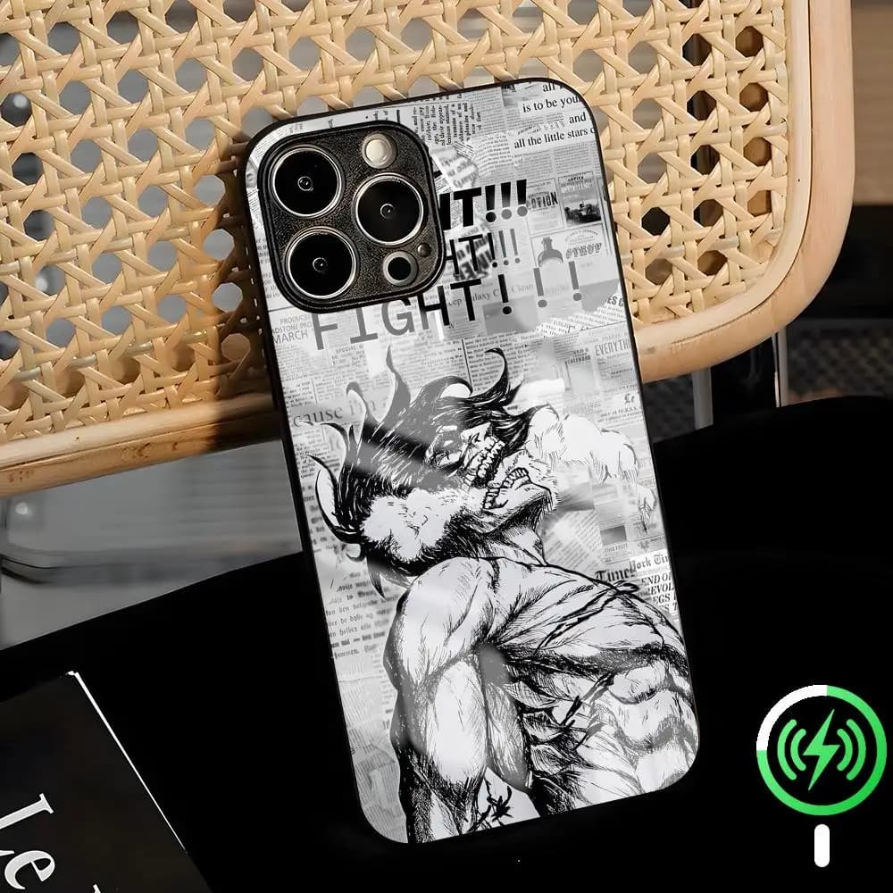 anime Attack on Titan Phone Case For iPhone17 Air 16 e 15 14 13 12 11 Plus Mini Pro Max Glass Magnetic Case