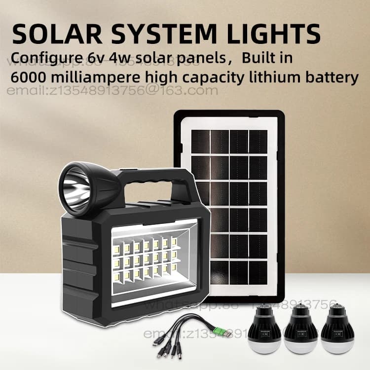 Il sistema di illuminazione solare illumina la banca di potere mobile con funzione FM Bluetooth Illuminazione da campeggio