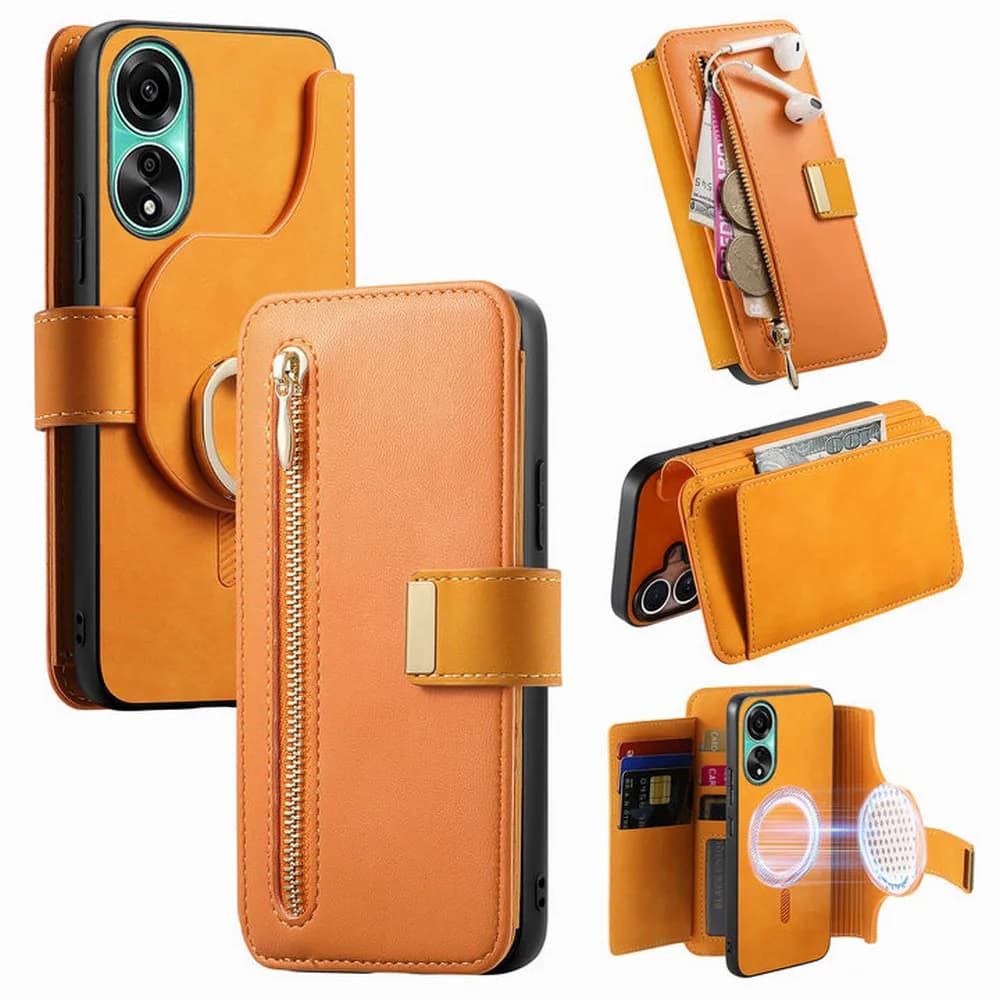 Custodia Flip per OPPO A5 5G 4G 2In1 Portafoglio in pelle staccabile con cerniera RFID Fonda per OPPO A80 A 80 A78 A58 A5 Cover posteriore magnetica