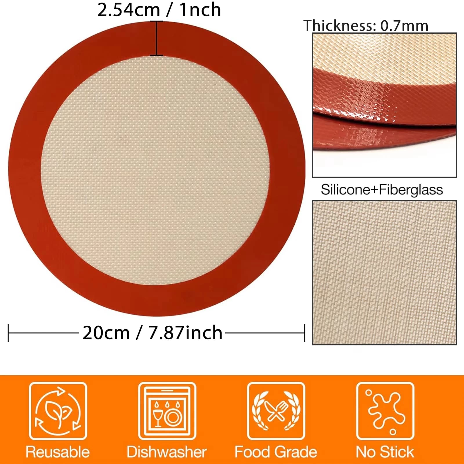 Silicone Rolling Oven Mat Reusable for Pizza, Oven, Air Fryer, Microwave, Silicone Coating and Glass Fiber for Food