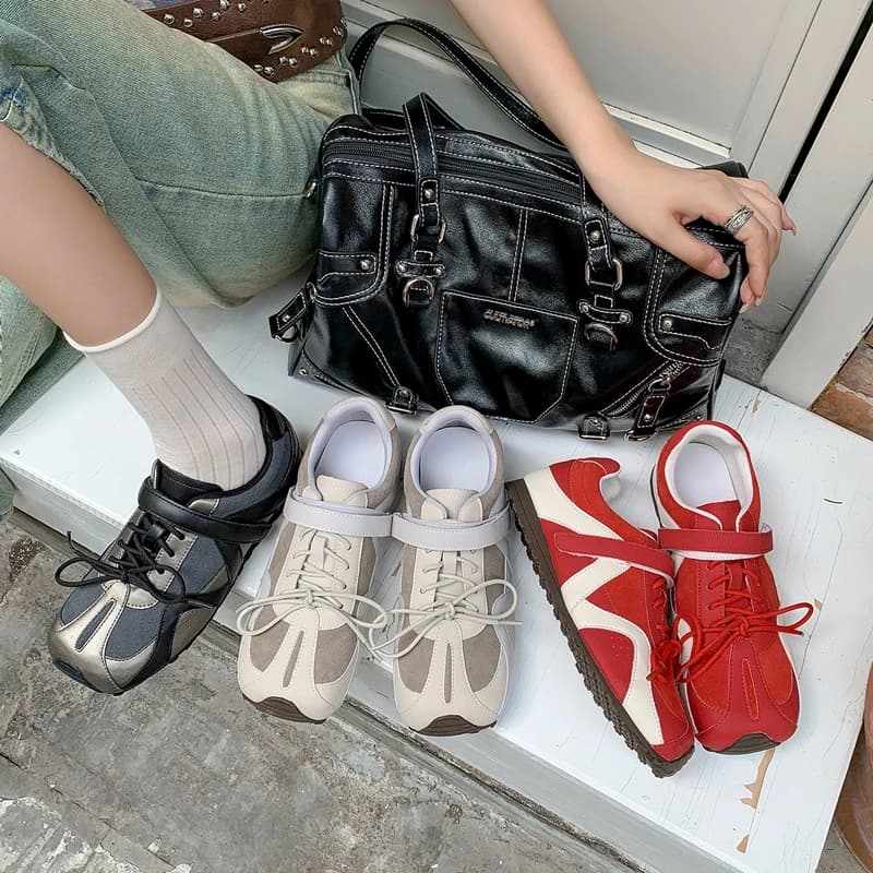 Nuove Scarpe da Donna Primavera-Autunno in Vera Pelle Scamosciata, Punta Tonda, Tacco Basso, Suola Morbida, Allacciatura, Mocassini Dexun