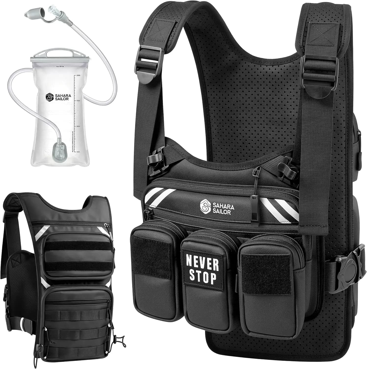 Gilet Idratazione da Corsa con Sacca d'Acqua da 2L per Donna e Uomo, Marsupio Traspirante per Jogging, Trail Running ed Escursionismo