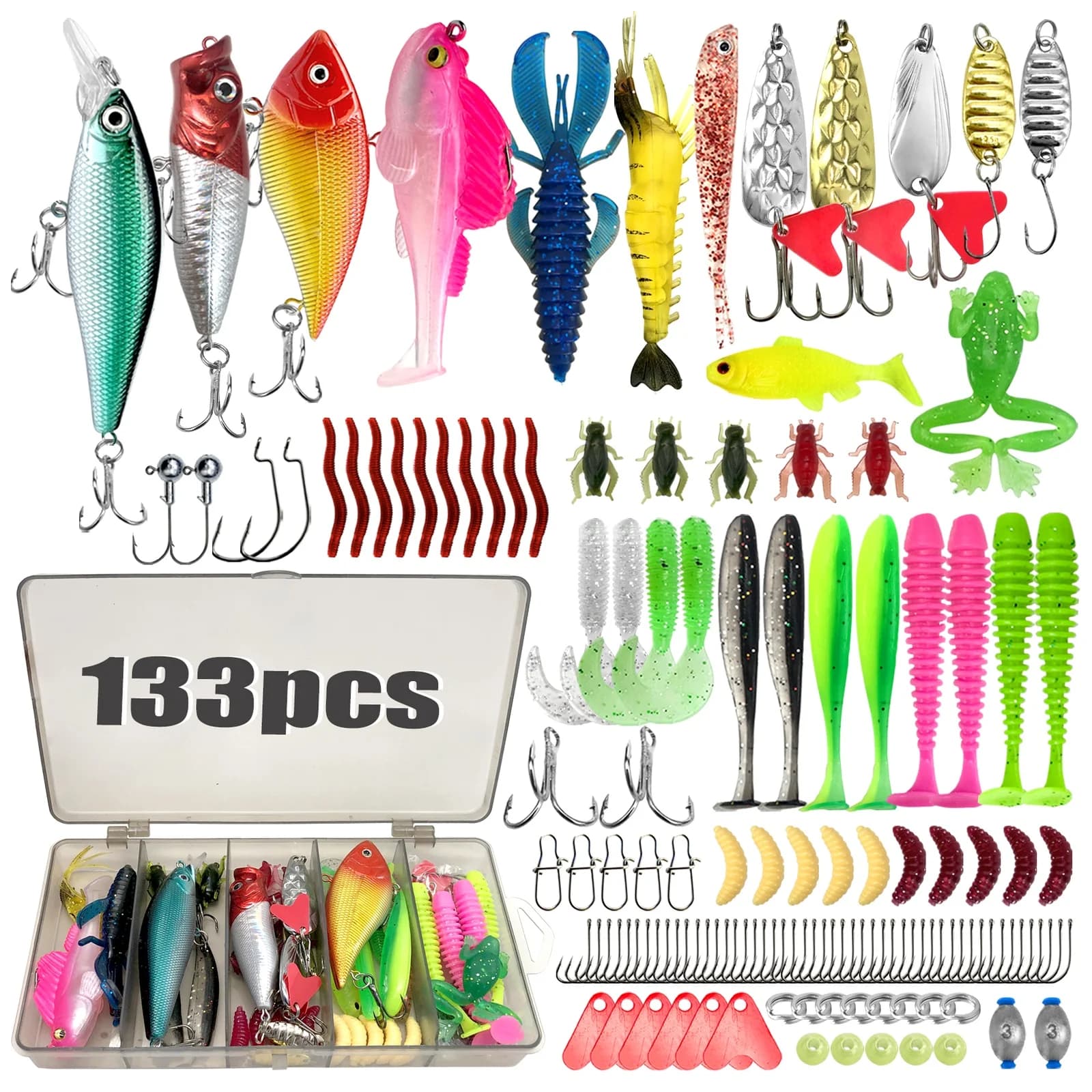 Gear Tackle Box Fishing Lure Kit For Trout/Pike/Bass 26/83/133/193/239/409pcs Fishing Set Layered Tackle Pro Multi-Lure Fishing