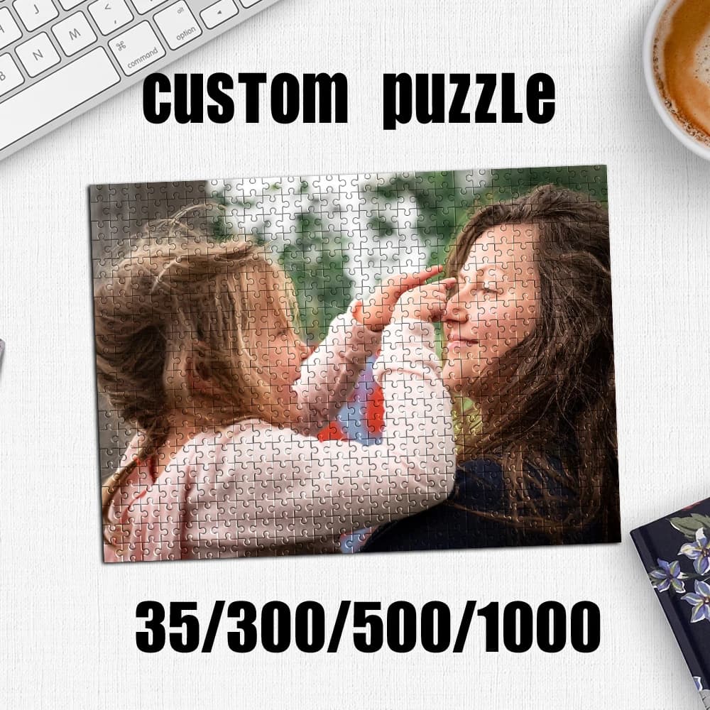 Puzzle Personalizzato con Foto 35/300/500/1000 Pezzi, Puzzle in Legno Personalizzabile per Famiglia, Decorazione con Immagine Personalizzata da Collezione
